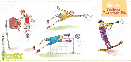 Vector Cartoon Characters Set: Sport