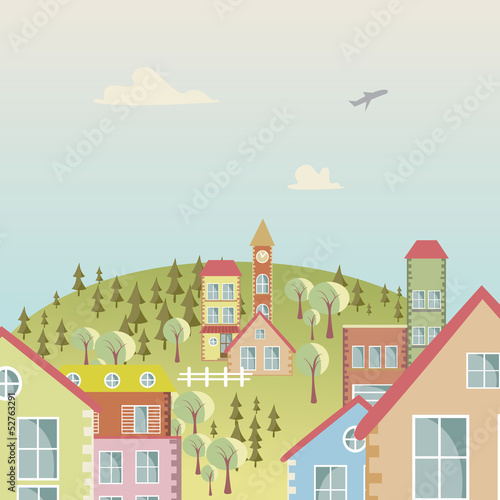 seamless Vector cartoon town 2.