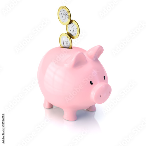 Sparschwein mit Euromünzen - Geld sparen photo