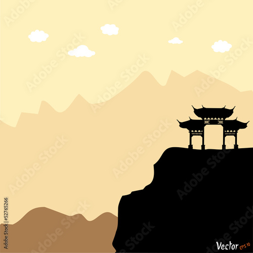 Vector silhouette of a chinese archway