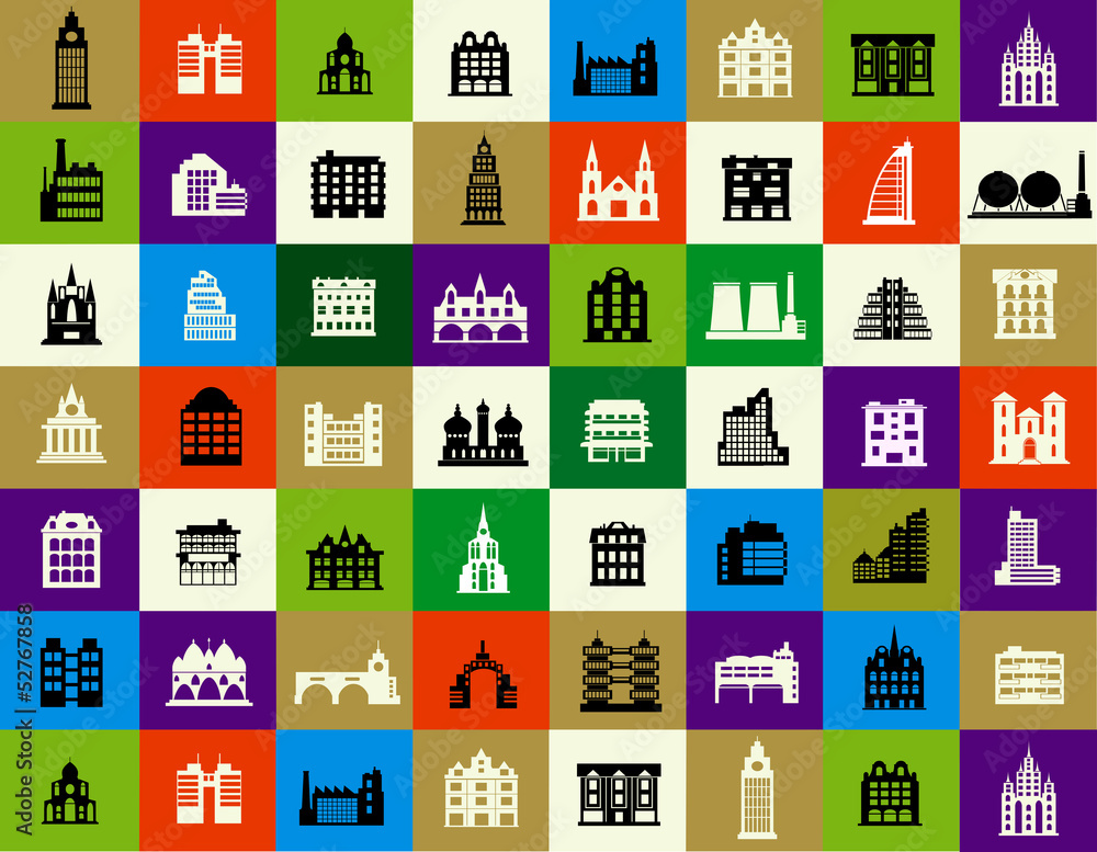 Silhouettes of city buildings