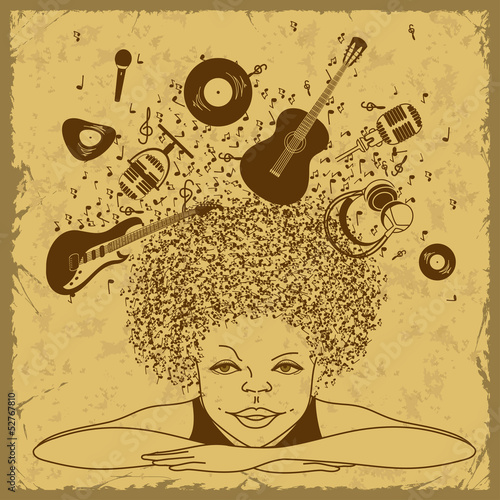 Illustration of boy dreams to be a musician