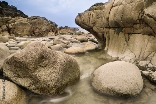 Beautiful landscpae of Porth Nanven beach Cornwall England photo