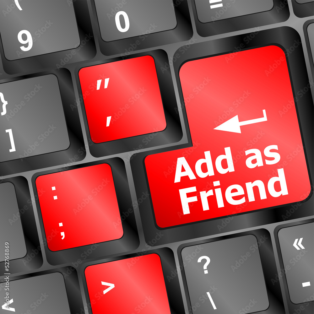 Social media or social network concept: Keyboard Add As Friend Social media or social network concept: Keyboard Add As Friend