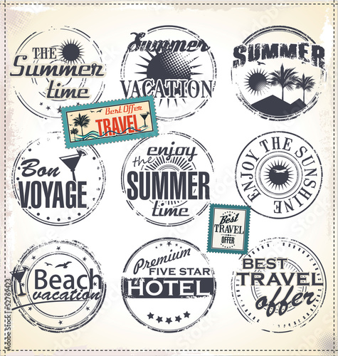 Summer vacation grunge rubber stamp