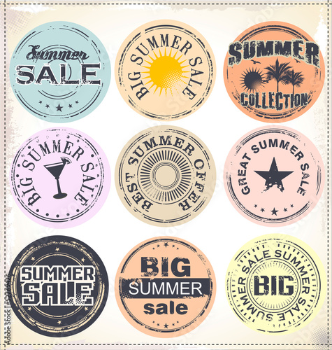 Summer vacation grunge rubber stamp