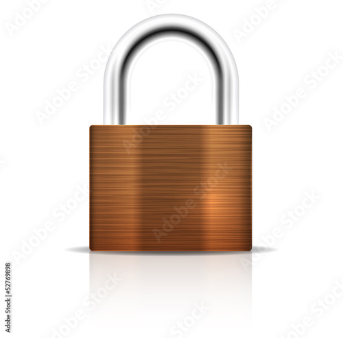 Metallic Padlock. Closed lock security icon