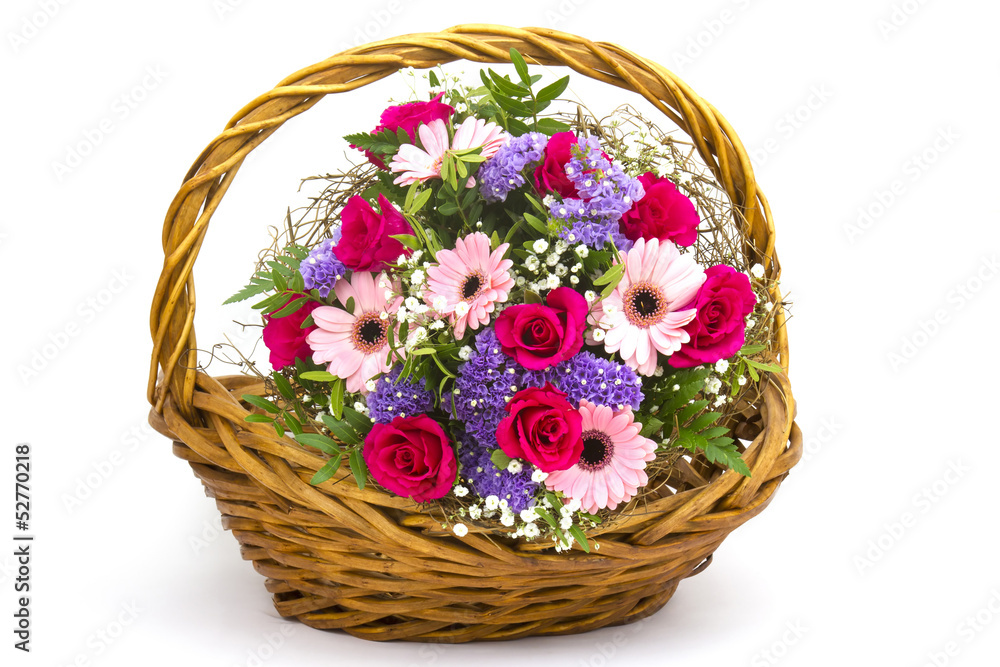 colourful flowers in a basket