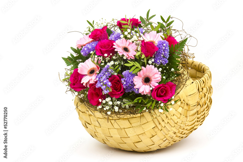 colourful flowers in a basket