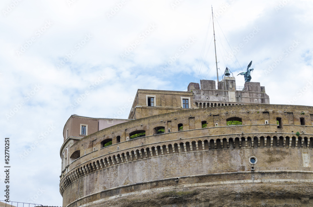 Closeup of the tower of Castel Sant'Angelo.