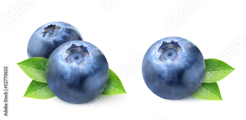 Isolated blueberry. Two images of blueberries isolated on white background