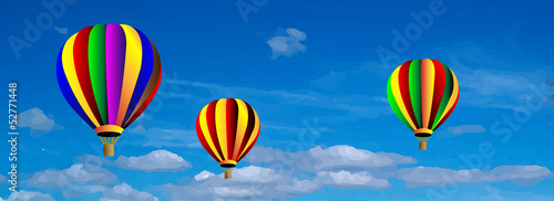 Vector hot air colorful balloon on blue sky