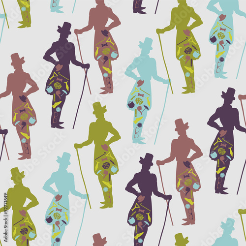 Seamless pattern for gentlemen dandy style