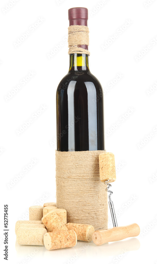 Naklejka premium Wine and corks isolated on white