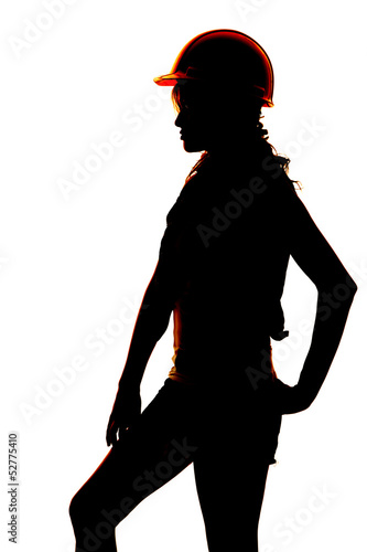 silhouette of woman construction hand hip