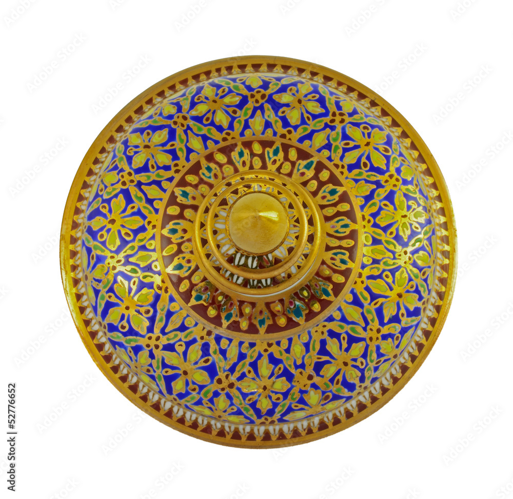name of Thail porcelain with desings in five colours isolated o name of Thail porcelain with desings in five colours isolated o