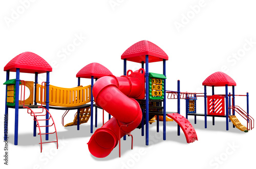 Colorful children s playground isolated on white background photo