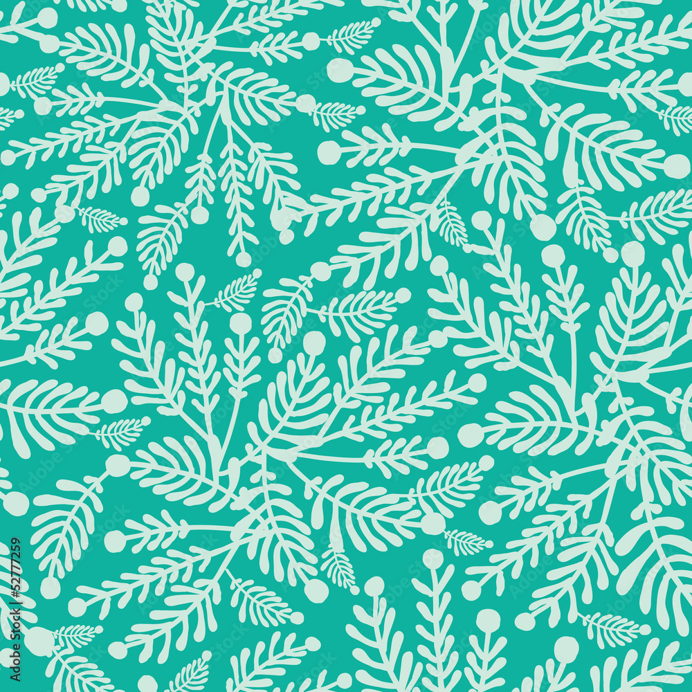 Fototapeta premium Vector Emerald green plants seamless pattern background with