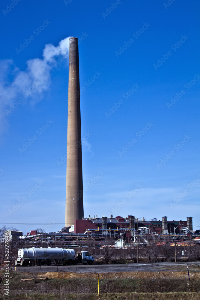 View of nickel plant with blue sky as background