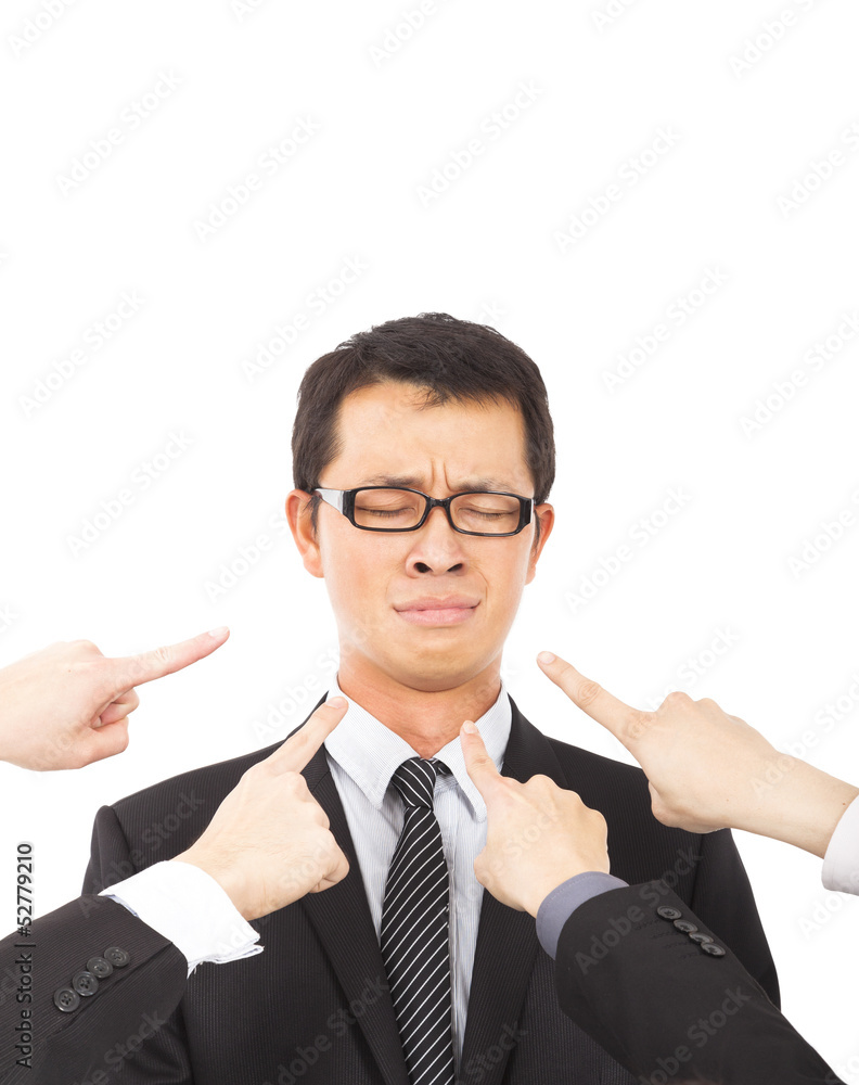 hands pointing towards sadness businessman hands pointing towards sadness businessman