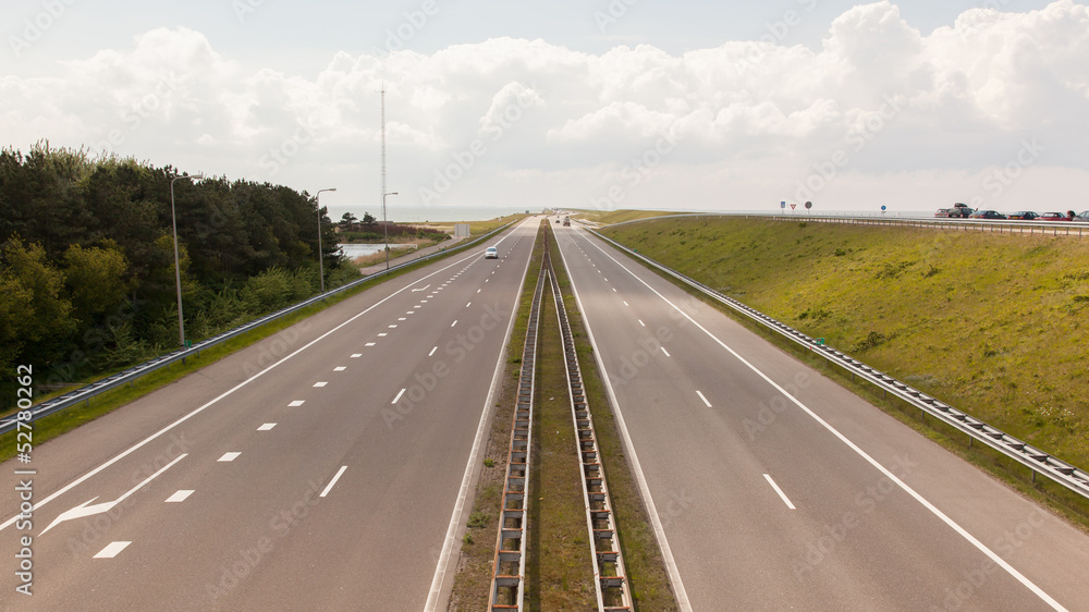View of the dutch Afsluitdijk in Holland View of the dutch Afsluitdijk in Holland