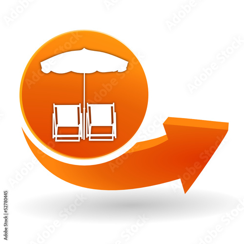 vacances, chaise longue sur bouton web orange