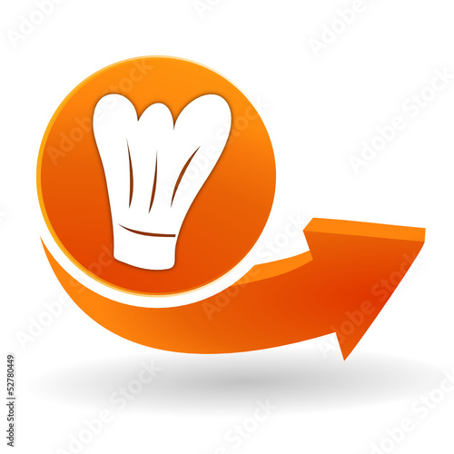 restaurant, toque chef sur bouton web orange