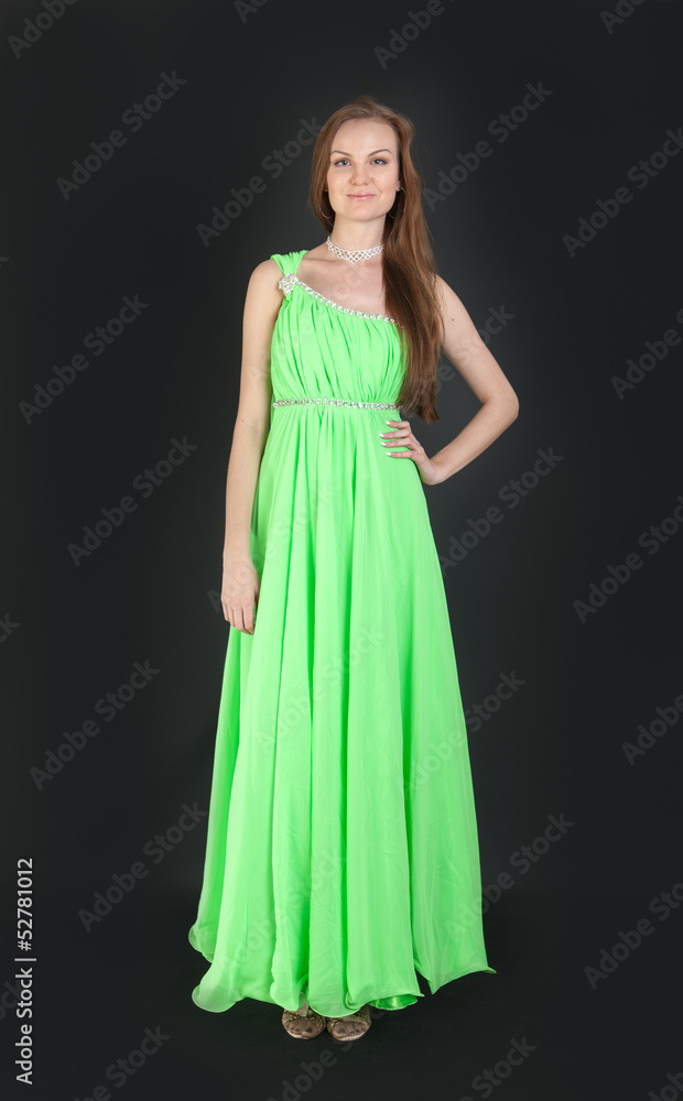 girl in elegant green dress girl in elegant green dress