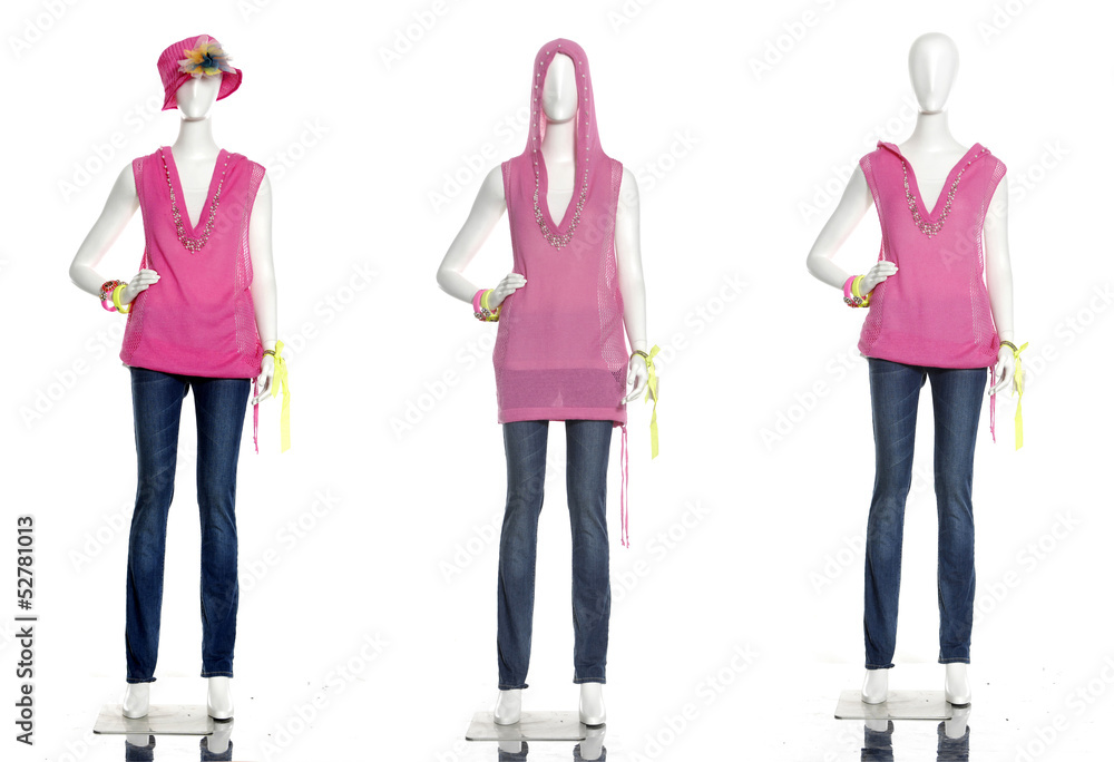 Fototapeta premium female clothing in jeans on three mannequin