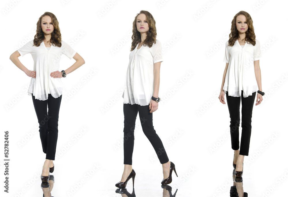 Obraz premium Full length three young fashion posing