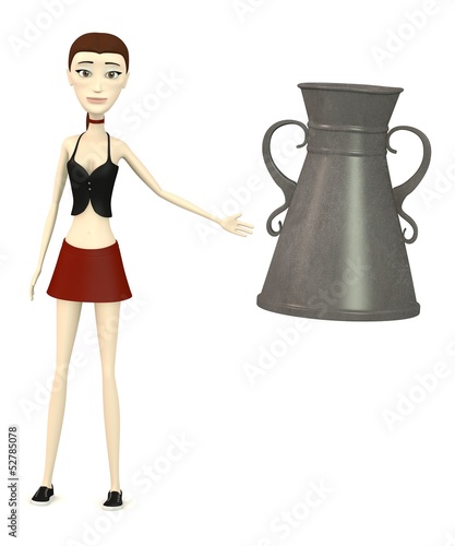 3d render of cartoon character with vase photo