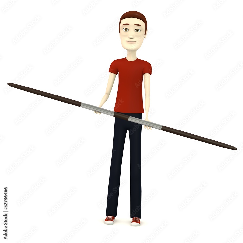 3d render of cartoon charcter with two handed spear 3d render of cartoon charcter with two handed spear