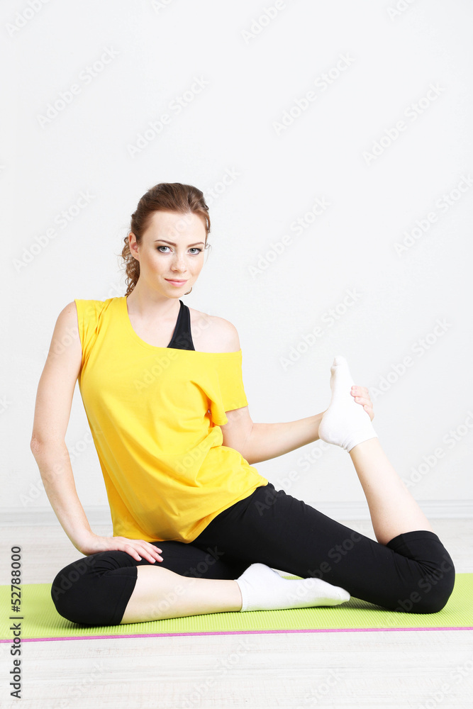 Portrait of beautiful young woman exercises Portrait of beautiful young woman exercises