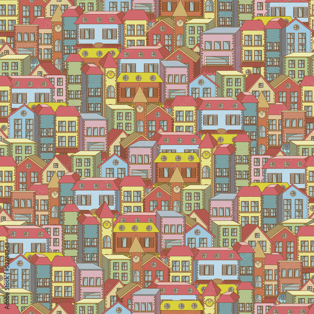 town concept background pattern seamless 2