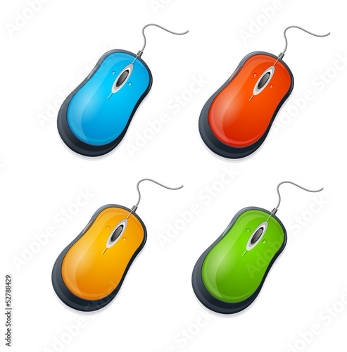Vector computer mouse set isolated on white