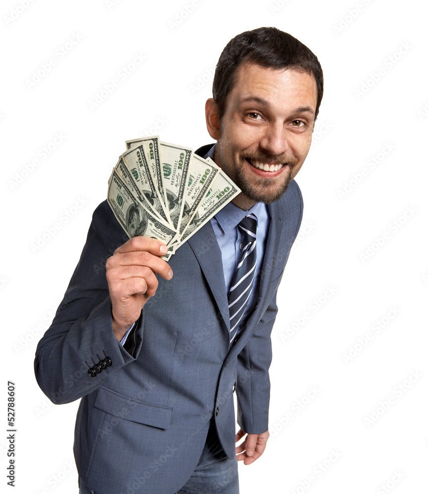 Successful businessman showing money Successful businessman showing money