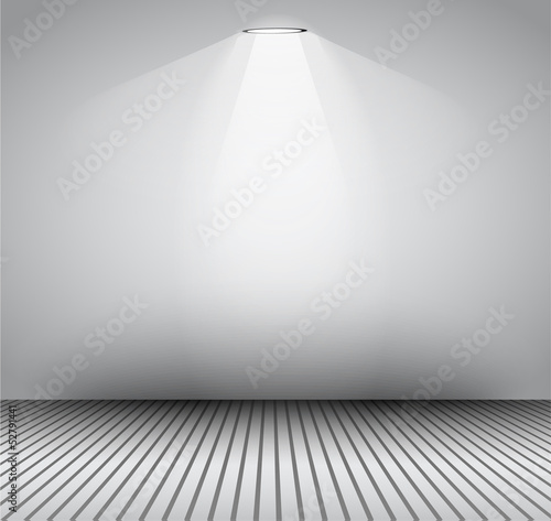 Modern interior art gallery frame design with spotlights.