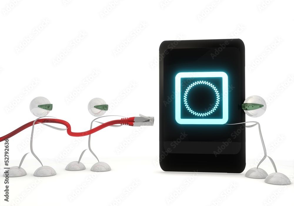circle icon on a smart phone with three robots circle icon on a smart phone with three robots