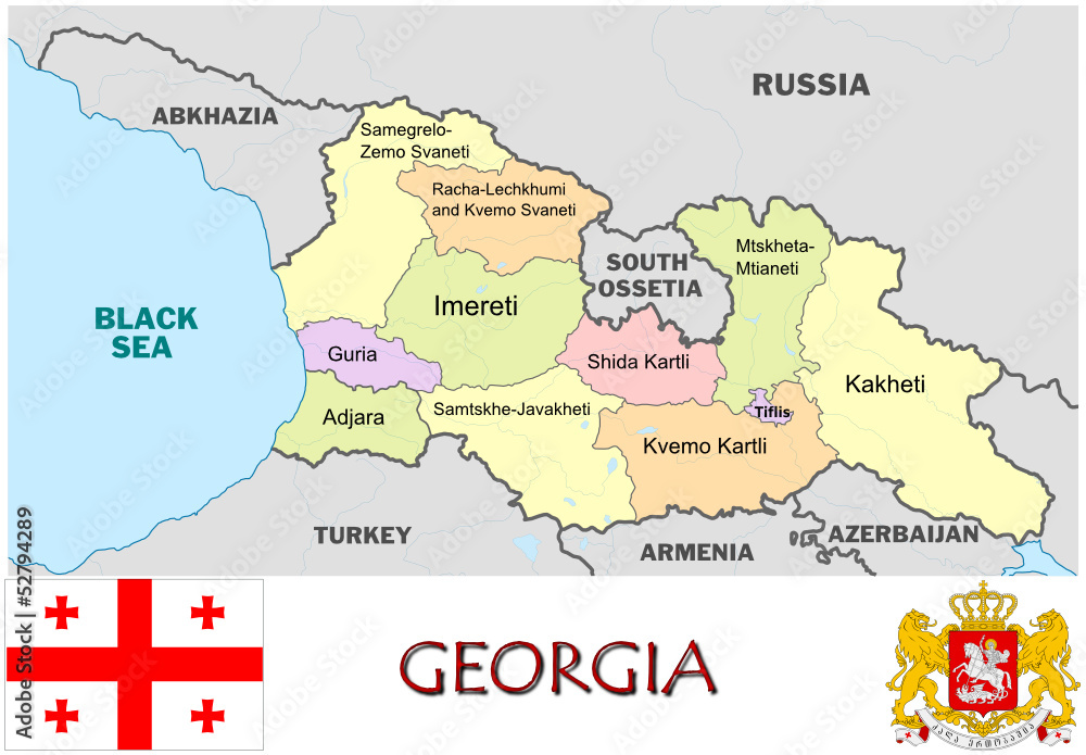 Georgia Europe emblem map symbol administrative divisions