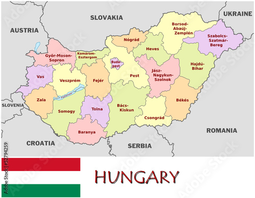 Hungary Europe emblem map symbol administrative divisions