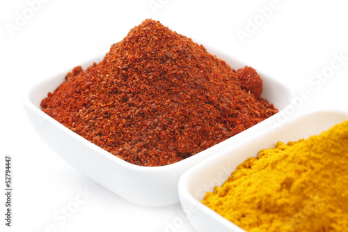 Chili and Turmeric Powder in a Bowl