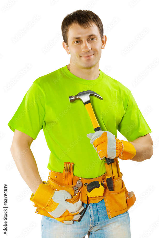 worker with claw hammer worker with claw hammer