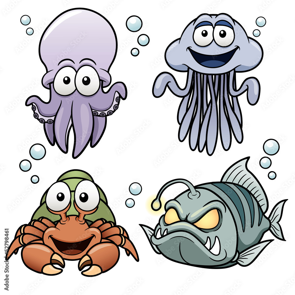 Fototapeta premium Vector illustration of Sea Animals cartoon