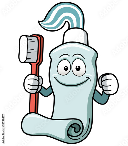 Vector illustration of Toothbrush and toothpaste cartoon