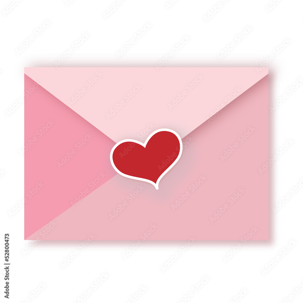 love letter with present on white background
