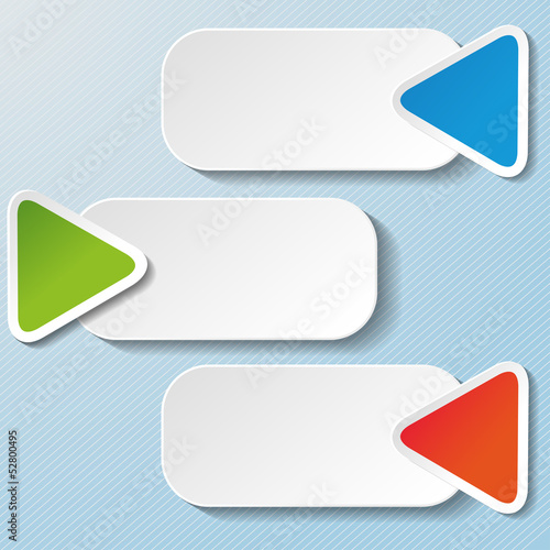 Three Options Triangle Labels Stripes Background.