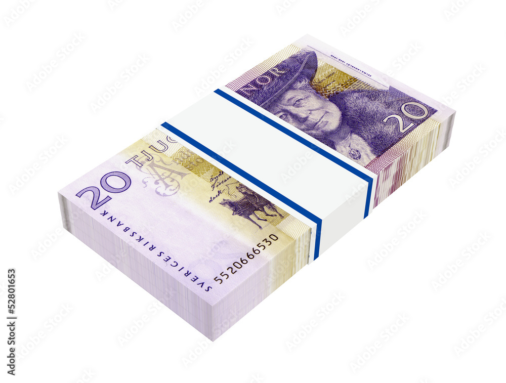 Swedish money on white. 3D photo rendering. Swedish money on white. 3D photo rendering.
