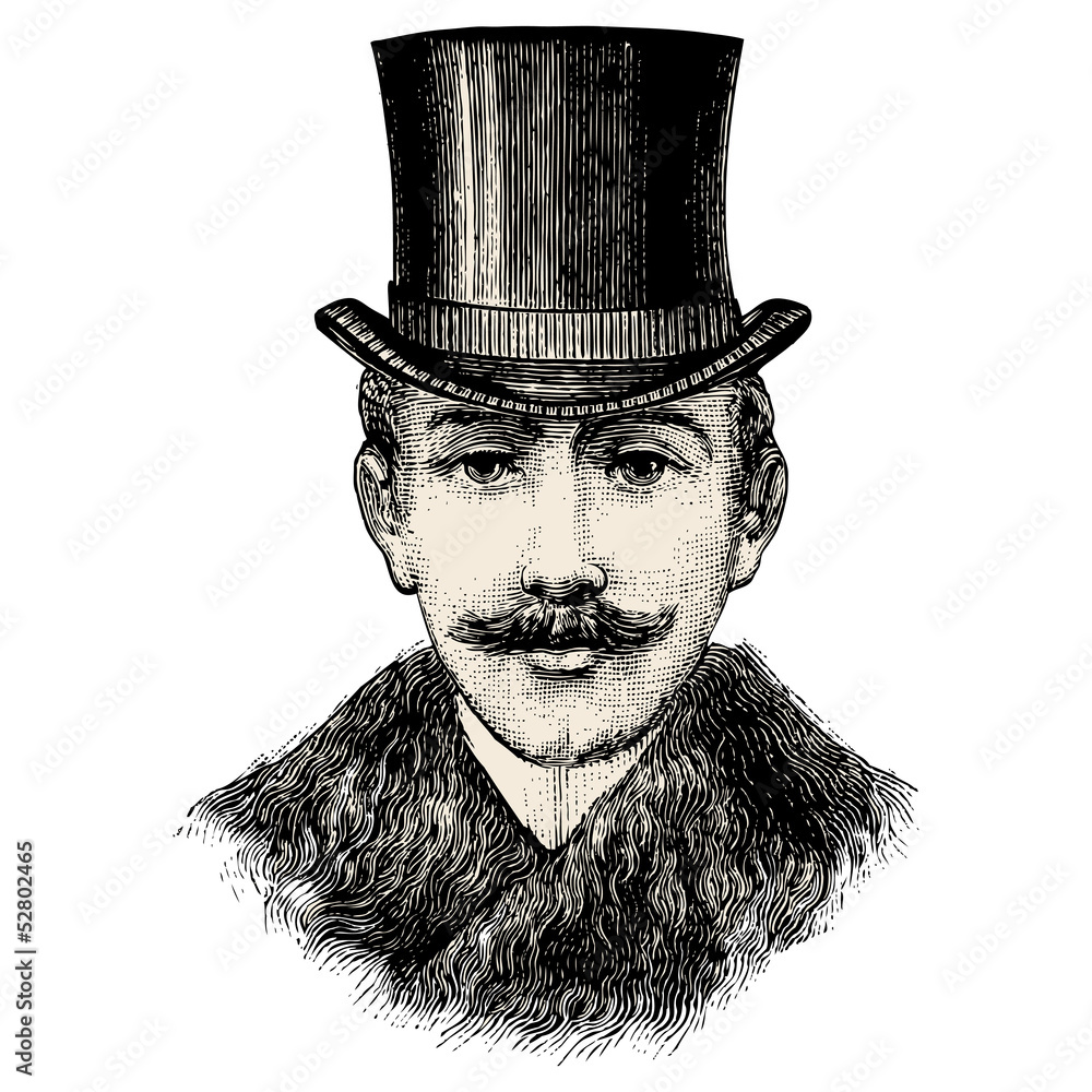 Vecteur Stock Homme avec moustache & chapeau | Adobe Stock