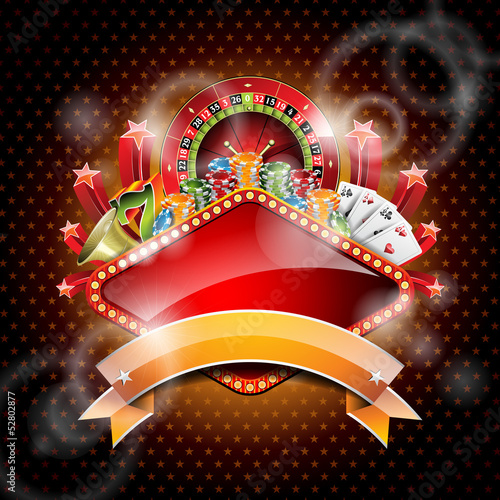 Vector illustration on a casino theme with ribbon.