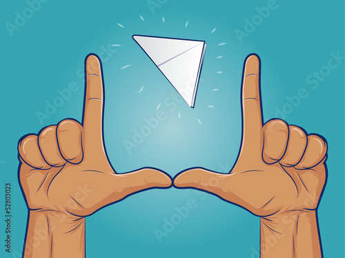 Illustration of a paper football and finger goal posts